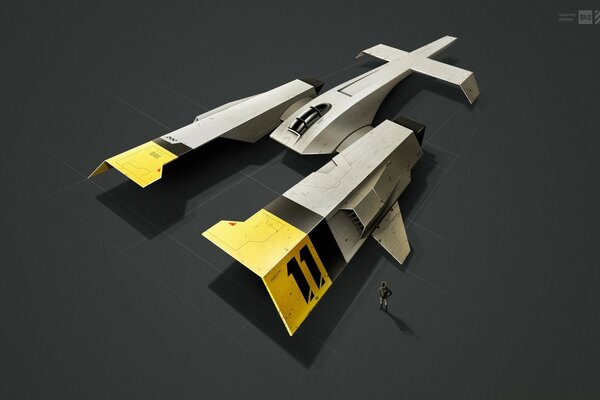 Military aircraft transformer in 3D graphics