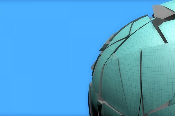 Turquoise abstract sphere on a blue background