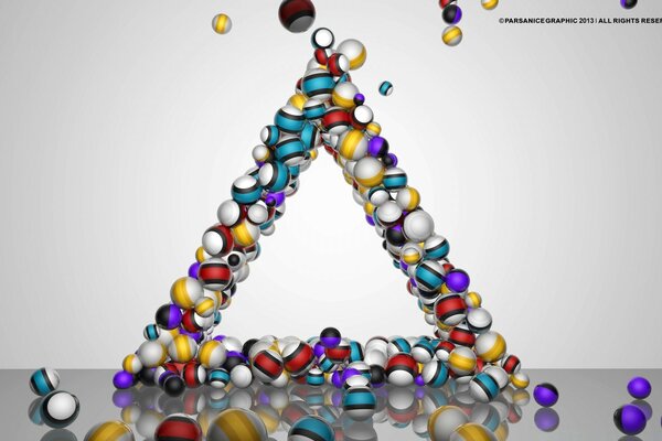 Triangolo grafico volumetrico fatto di palline