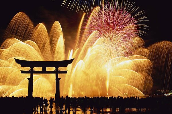 Fuochi d artificio lampi contro il cielo notturno