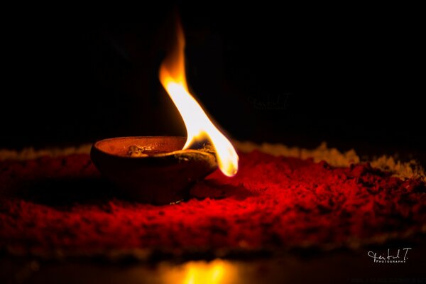 Macro photography of a hot red flame