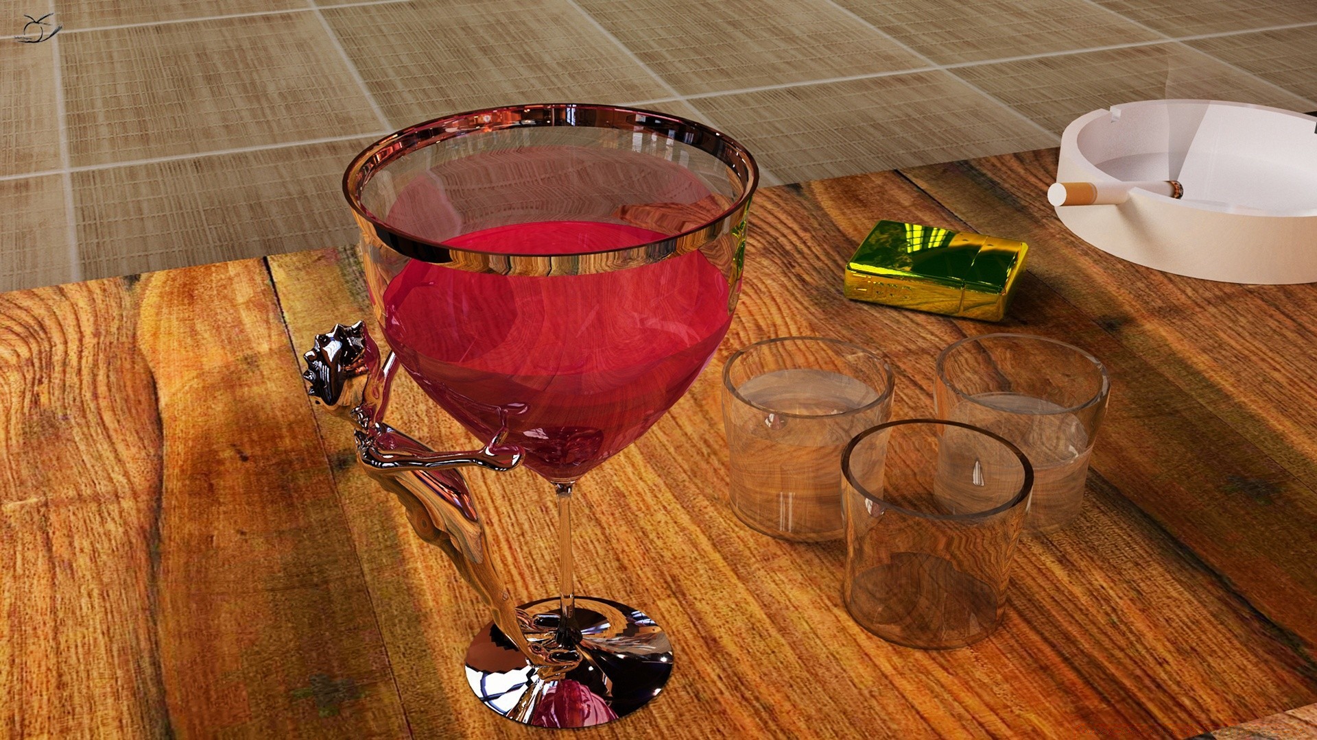 graphique 3d bois en bois table boire vin alimentaire à l intérieur rustique verre conseil bureau coupe