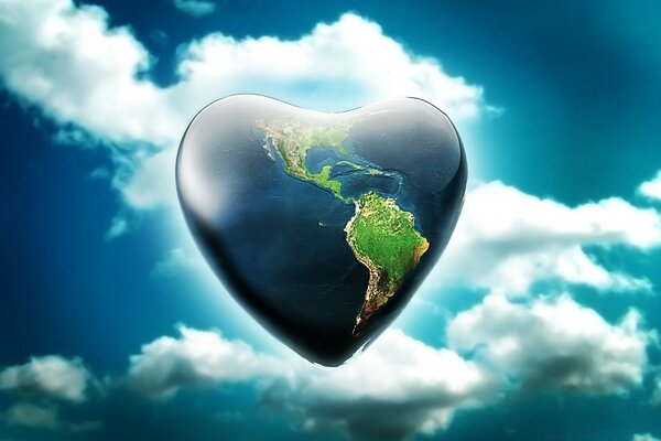 3d graphics of the Earth in the form of a heart