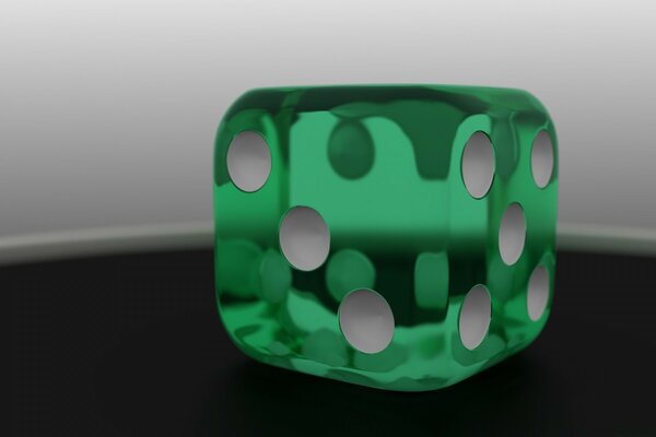 Dice playing green transparent