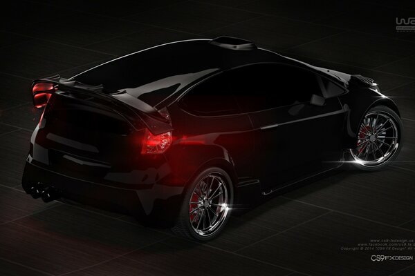 Black car in 3D graphics