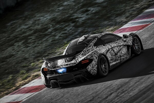 Racing car on a high-speed highway