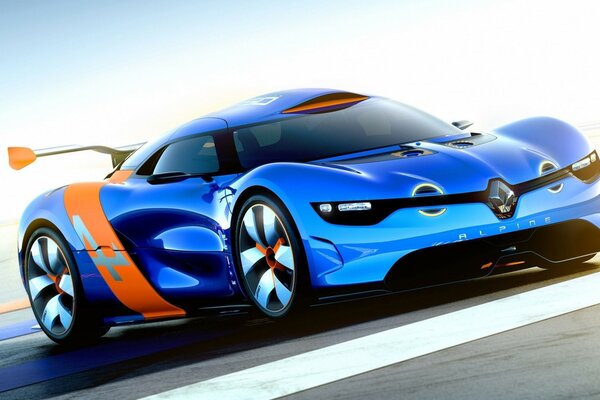 Әдемі құйылған дөңгелектері бар Renault спорттық автокөлігінің суреті