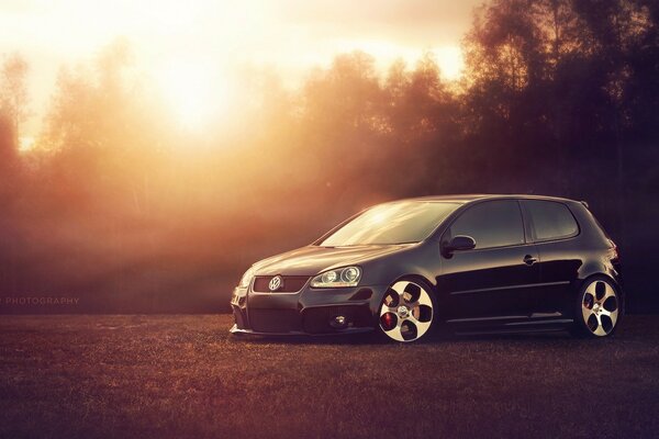 Beautiful car at sunset