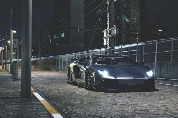 Racing car on the streets of the city