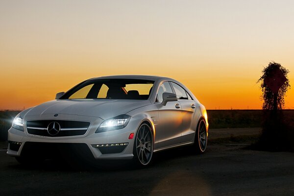 White Mercedes car on asphalt