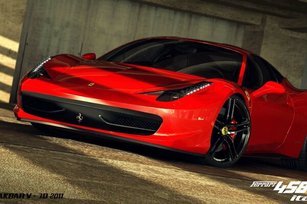 Voiture de sport rouge dans les tunnels