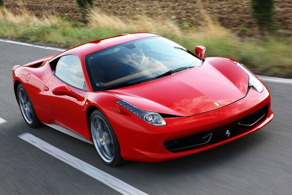 Red Porsche on the highway