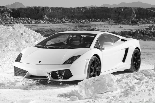 El coche blanco se precipita en la distancia