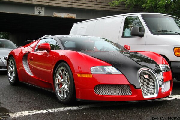 Red car, with the coolest wheels