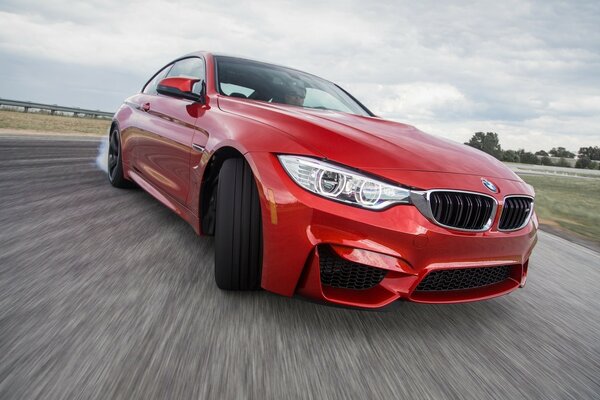 Red bmw car drift