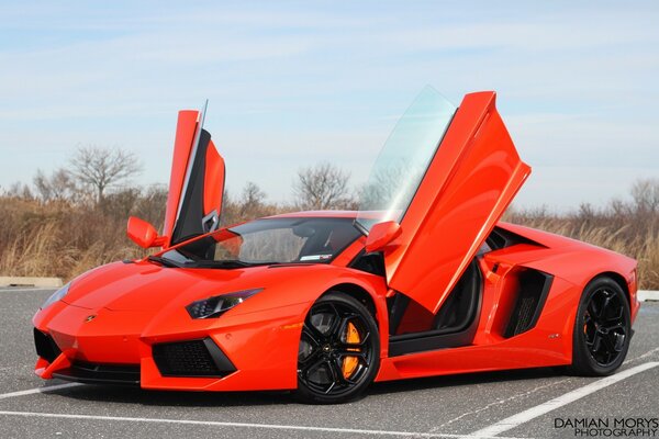 Voiture de sport rouge avec Jantes en alliage