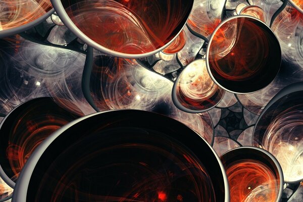 Abstraction sous forme de cercles rouges