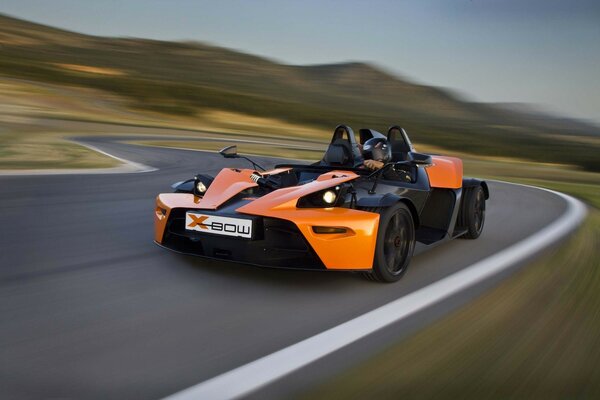 Black and orange racing car