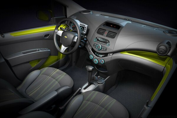 Chevrolet car interior on a dark background