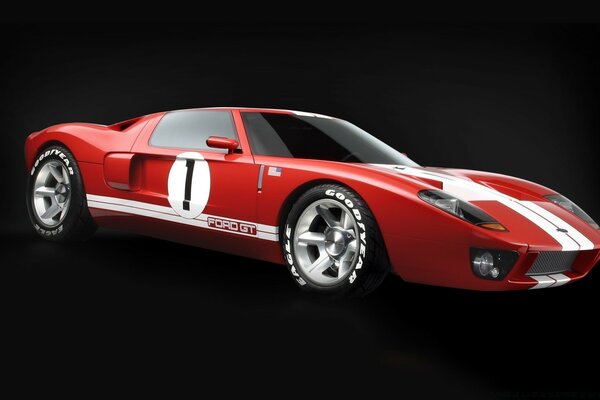 L auto da corsa rossa Ford GT numero 1