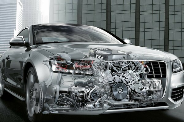 Audi A5 қозғалтқышы бар көліктің суреті