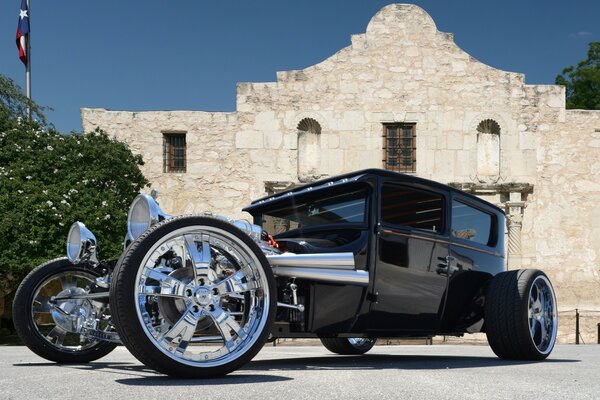 Vintage car at the old castle