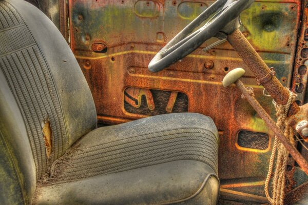 Interior of an old retro car