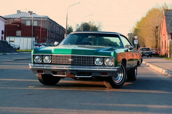 A gorgeous retro car on the road