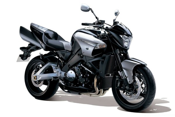 Motorcycle in black and gray on a white background