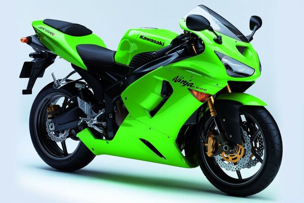 Kawasaki Ninja hellgrünes Motorrad