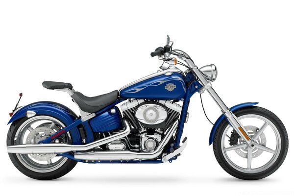 Blue motorcycle on a white background