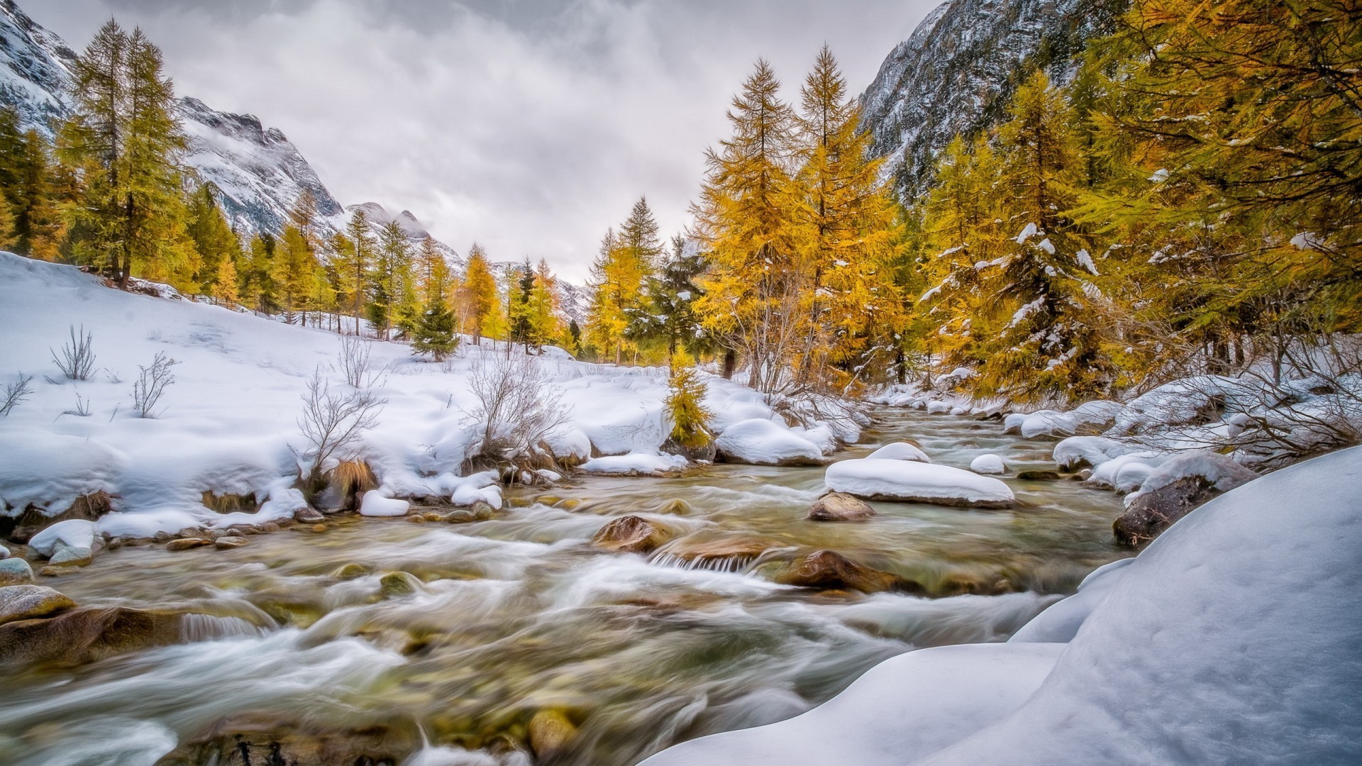 rivers ponds and streams landscape snow wood scenic nature tree fall mountain cold winter season outdoors scenery river park water environment fair weather