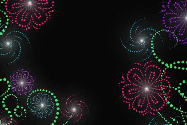رسم توضيحي للزهور على خلفية سوداء