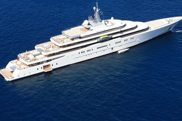 A big ship is sailing on the sea