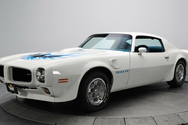 Carro branco com padrão azul