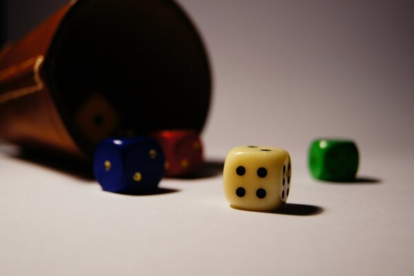 Dice on a white table