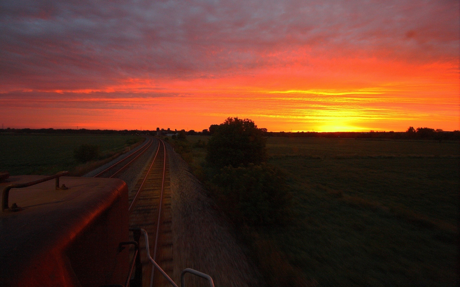 tren puesta del sol amanecer noche anochecer paisaje sol cielo carretera al aire libre naturaleza viajes luz