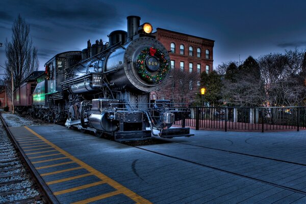 Locomotive de chemin de fer de la ville de Noël