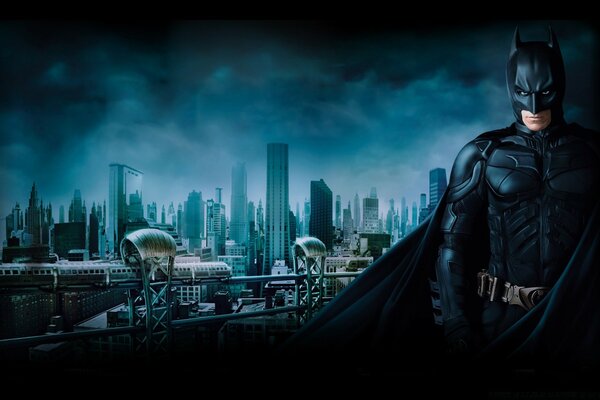 Batman against the background of dark Gotham