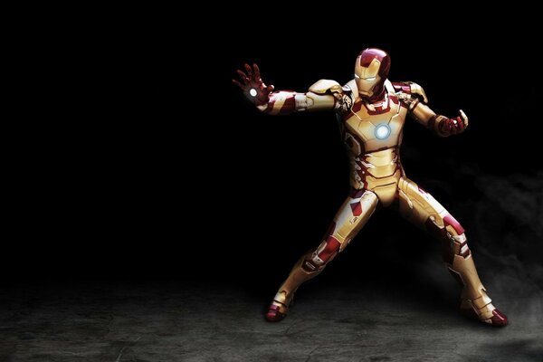 Iron man dancing on a black background