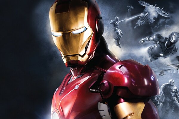 Mask. Iron man. The Marvel hero. Dark background