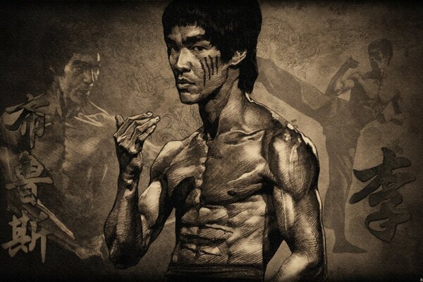 Dessin du portrait de Bruce Lee