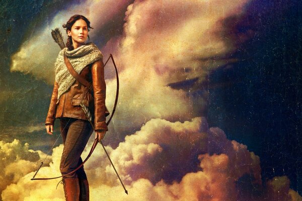 Woman arrow sky distance