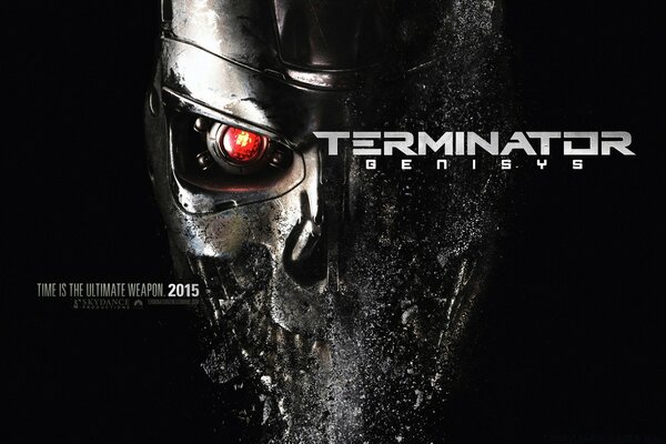 Image of the Terminator s face with a red eye