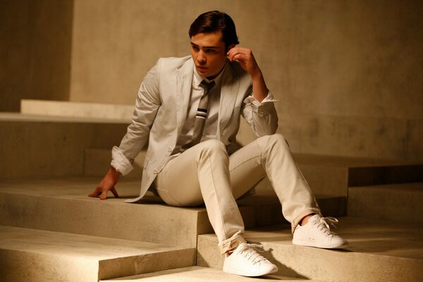 Man on the steps photo shoot