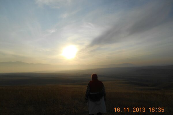 Silhouette of a man at sunset