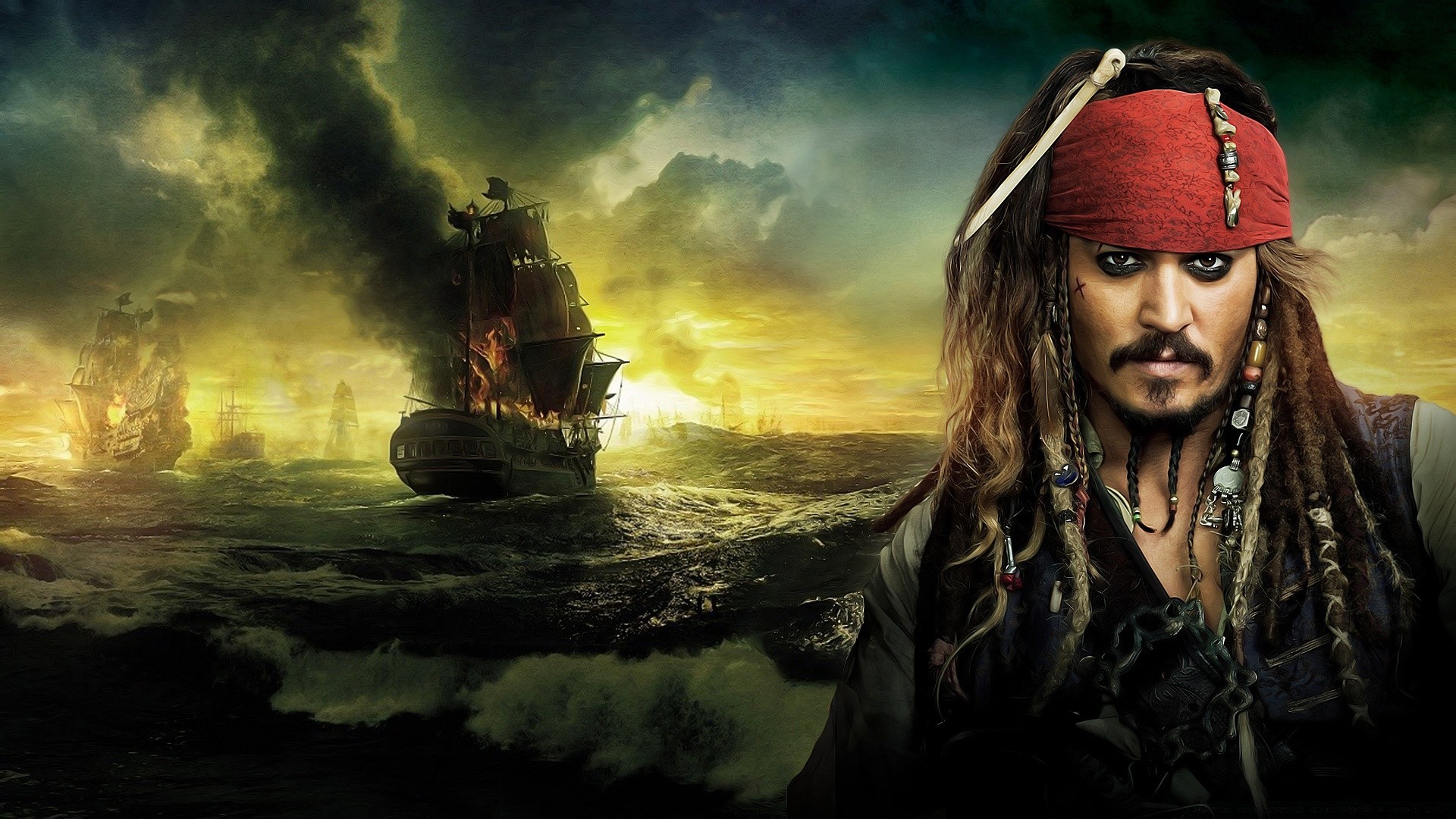 pirates of the caribbean smoke portrait adult art