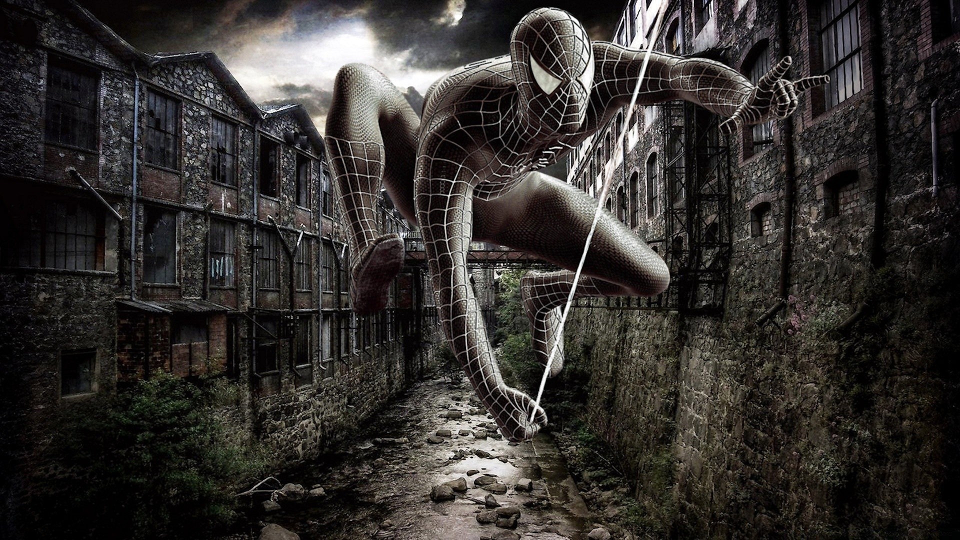 spider-man old dark building architecture stone abandoned travel wall