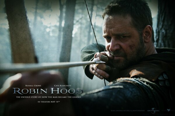 Robin Hood shoots an arrow