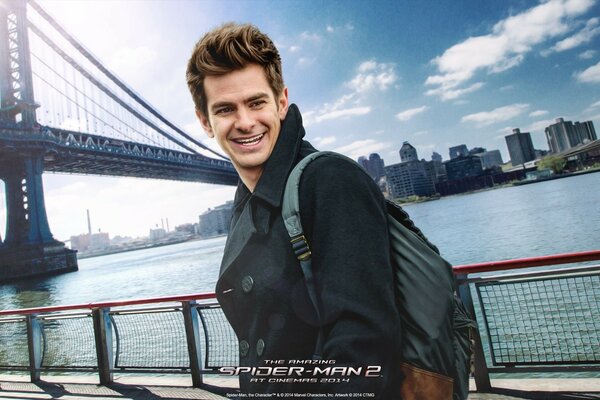 Peter Parker walks along the embankment